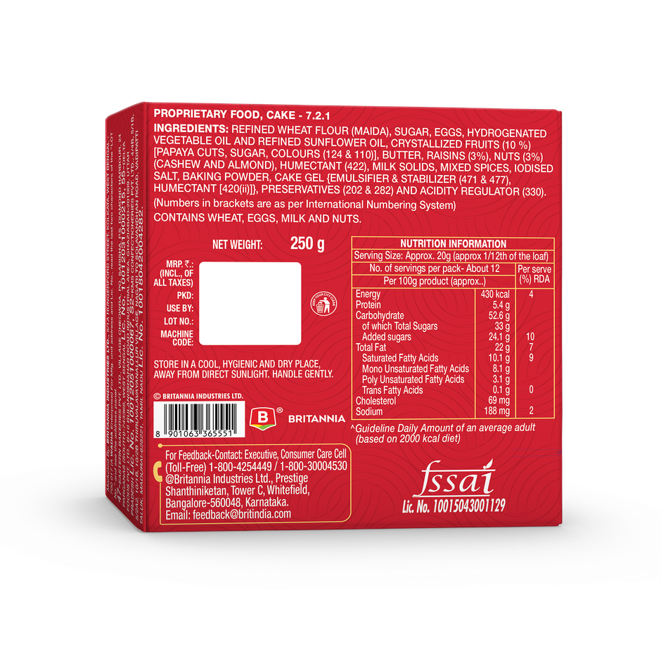 Britannia Fruit & Nut Delight Cake